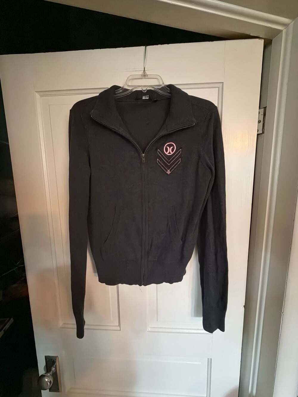 Hurley Women's Mock Neck Full Zip Sweater Jacket with Logo Detail